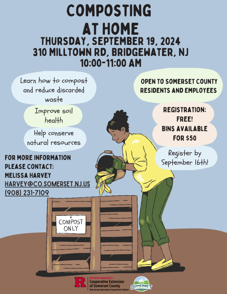 A flyer for the event titled Composting at Home with details about the date, time, and instructions for registration